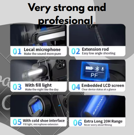 3-Axis Handheld Gimbal Stabilizer for Smartphone with Fill Light And Wireless charging